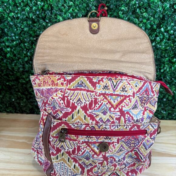 Sakroots Artist Circle Convertible Backpack Red Peace Love Bag Tote Travel - Picture 6 of 12